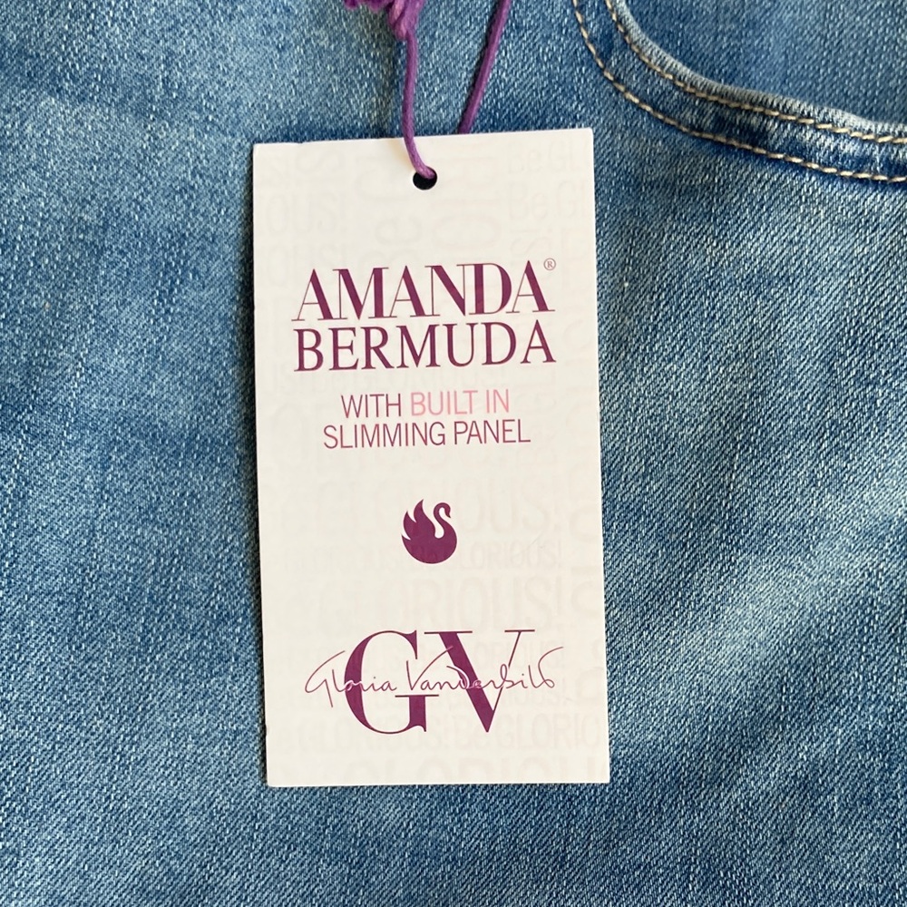 Gloria Vanderbilt Amanda Bermuda jean short flawless stretch classic rise 24W - Picture 5 of 16